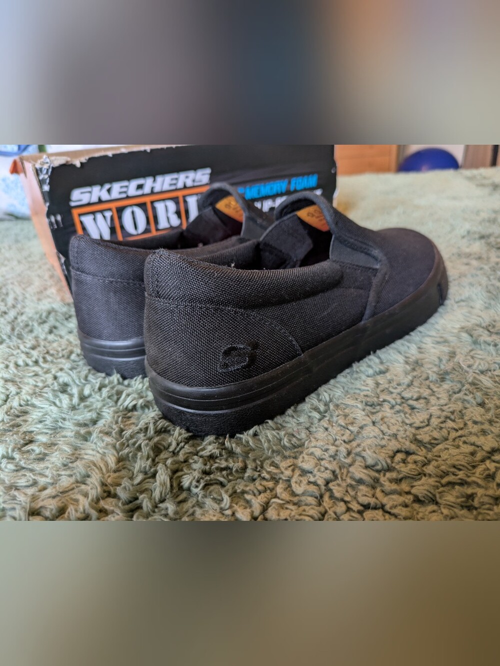 Skechers Black Slip-On Canvas Work Wear Sz 8.5 - Picture 5 of 6